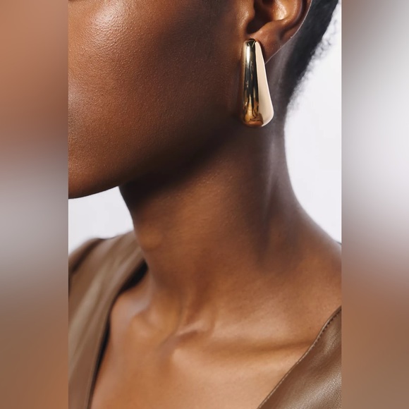 Gold Drop Statement Earrings - Picture 2 of 7